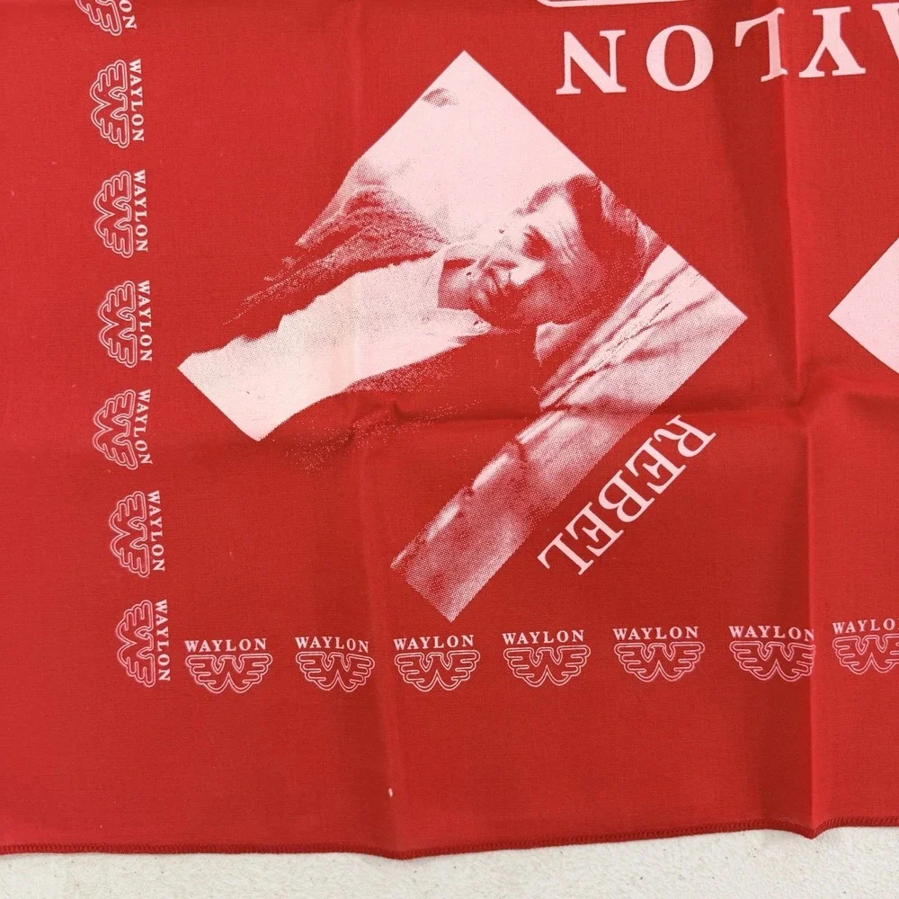 Vintage Waylon Jennings Bandana Rebel Renegade Legend Outlaw Red Country Music